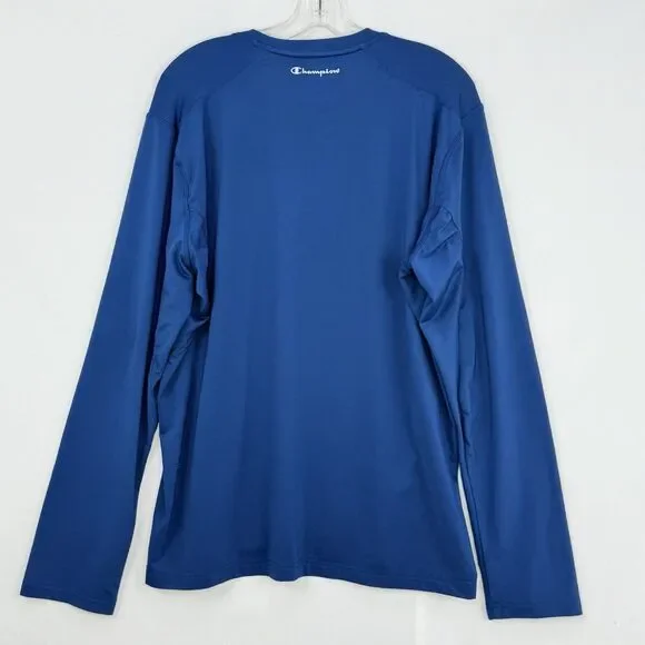 Mens Champion Double Dry Size XL Athletic Navy Blue Shirt Long Sleeves - Picture 3 of 16